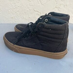 Slightly worn high top black vans